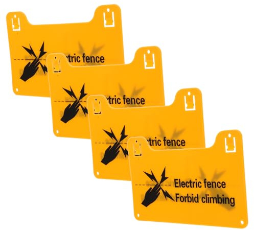 HIAKDOFT Panneaux De Signalisation Pour Clôture Électrique 4 Pièces 20x12,8 Cm Police Claire Et Couleurs Vives Pour Sécurité Zones Résidentielles Et Agricoles