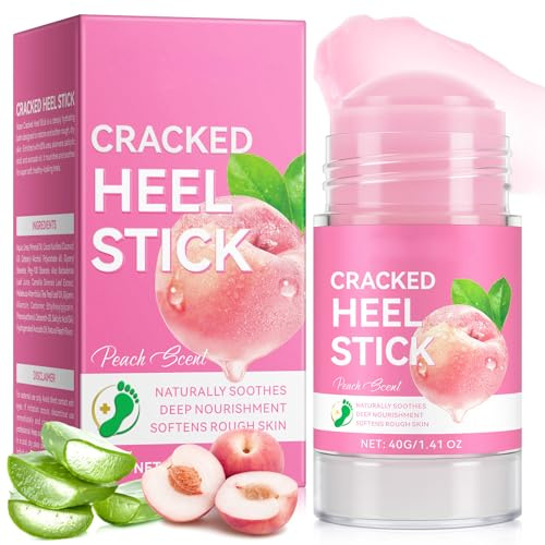 Urea Cream 60 procent fotvårdspinne – spruckna hälar vård urea kräm med aloe vera, snabb absorberande fotkräm mot torr grov hud, för fötter händer armbåge (persika)