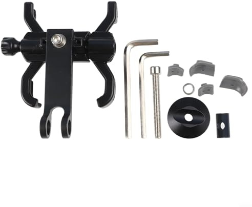 Gdfnmogo Support de téléphone à quatre griffes pour guidon avec rotation à 360°, support de navigation réglable pour moto compatible avec les appareils de 5,8 à 9,6 cm, alliage d'aluminium noir