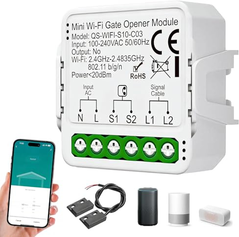 Apriporta Wifi Garage Door Opener, Wifi Garage Door Opener Con Sensore, Timer, Ac100-240v Controller Per Porta Del Garage, Apri Porta Garage Intelligente, Supporta Controllo Vocale E App