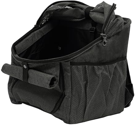 YIEMJS Fahrradkorb Hund​ – Hundefahrradkorb​ mit Regenhaube​ & Netz, 7,5 kg – 4 in 1: Hundetransportbox​ für Fahrrad, Auto, Rucksack, Größe 32x29x39 cm, 1,71 kg