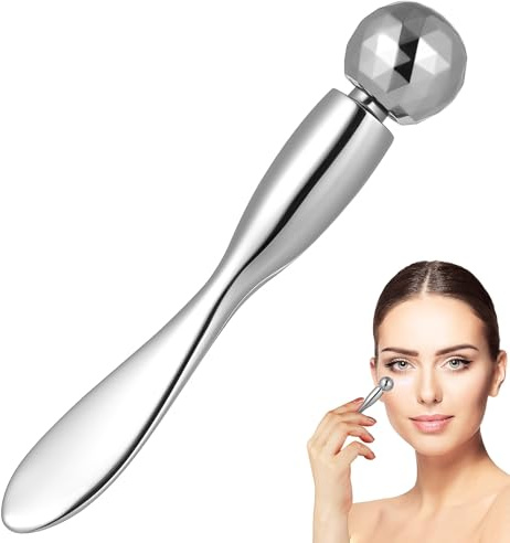 OSALADI Bastoncino per Massaggio Oculare Rullo di Bellezza in Lega, Cucchiaio per Crema Occhi Portatile, Dispositivo per Cura Pelle e Riduzione Edema Zona Perioculare, Strumento Compatto