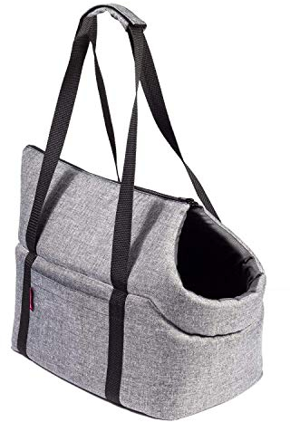 BOUTIQUE ZOO Hundetasche, Welpentasche - Grau, S bis 5 kg - Tragetasche für kleinen und mittleren Hund, Welpen, Katze