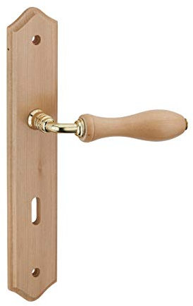 THIRARD - Ensemble de Poignées pour Porte de Chambre Themis - Bois Brut - Trou de Clé - Pratique et Esthétique - Entr'Axes 195 mm - Carré 7 mm - Marron
