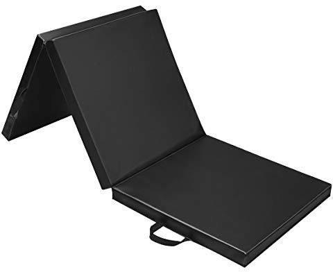 COSTWAY 180 x 60 x 5 cm Colchoneta de Gimnasia Plegable, Esterilla de Gimnasia con Superficie Impermeable y Algodon Perlado, Estera Suave de Yoga con 2 Asas para Niños Adultos