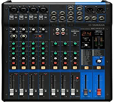 Yamaha MG10XUF Mixing Console - Compact Mixer with 10 Input Channels, SPX Digital Effects, USB Audio Functions and D-PRE Mic Preamps (Fader Version), Black