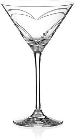 DIAMANTE Verre à Martini Swarovski - Motif cœurs découpés à la main orné de cristaux Swarovski