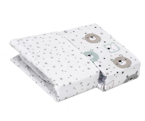 FlyIdeas Draps Housse 60x120 Alese Lit Bebe, Lot 2 Draps Ajustables Alèse Protégé Matelas - Linge en Pure et Doux Coton Certifiè pour Lit, Berceau & Matelas 120x60 cm