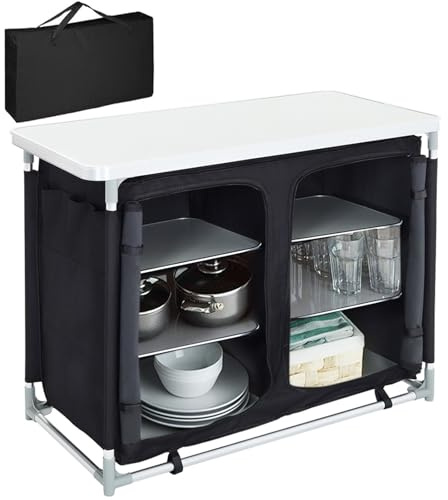 The Fellie Camping Kitchen Folding Camp cupboards Outdoor Kitchen Tables and Storage Units for Picnic and BBQ