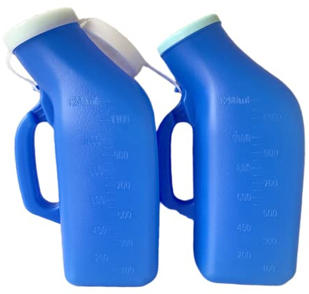 YUMSUM Urinals for Men,YUMSUM Portable Urinal 1200ml/34 Ounce for Hospital Camping Car Travel Home 2 Pack (New Blue)