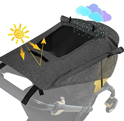 WD&CD Parasole per Passeggino, Telo Parasole per Carrozzina e Passeggino, Universale Regolabile UV 50+ Protezione Solare Parasole Passeggino con Custodia - Grigio Scuro