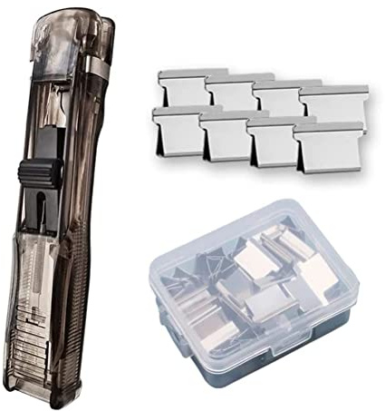 KKPLZZ Cucitrice acrilica, mini pinzatrice a pressione trasparente con 50 punti metallici riutilizzabili, pinzatrice per carta portatile per forniture scolastiche per ufficio a casa