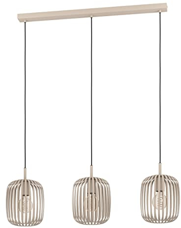 EGLO Hängelampe Romazzina, Esstisch Pendelleuchte 3-flammig, Esszimmerlampe aus Metall in Sandfarben, Hängeleuchte mit E27 Fassung