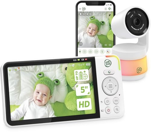 LeapFrog LF925HD 1080p WiFi Remote Access Baby Monitor, 360 Pan & Tilt Camera, 8X Zoom, 5 720p HD Display, Color Night Light, Color Night Vision, Two-Way Intercom, Smart Sensors