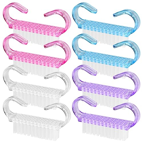 8 cepillos de limpieza de uñas con mango de agarre, cepillos de limpieza de uñas para manicura, polvo y pedicura, herramienta de fregado para dedos de los pies y uñas, uso en el jardín en casa