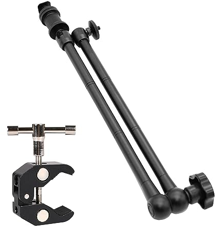 Soporte de brazo mágico, brazo articulado, soporte para monitor de campo de cámara, tornillo de rosca y súper abrazadera, brazo mágico para soporte de jaula de cámara/abrazadera (mano mágica de 20