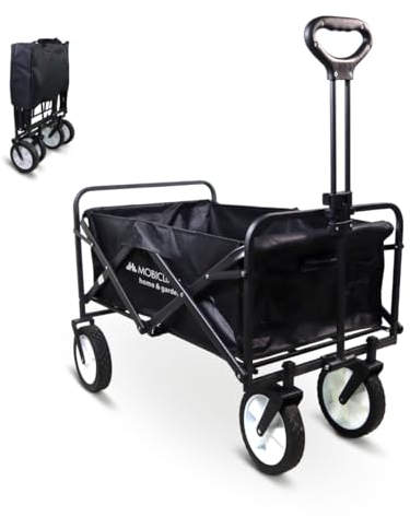 Mobiclinic®, Bollerwagen faltbar, Für Strand und Garten, Duna pro, Verstellbarer Griff, 360º allradräder, Tragfähigkeit 100 kg, 85x54, 5x58, 5cm, Wasserdicht, Stahl, PVC, Schwarz
