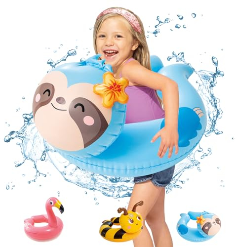 POPOYU Nuoto per bambini 3-6 anni, bradipo per bambini, animali galleggianti per la piscina, bradipo gonfiabile, giocattolo gonfiabile per feste in piscina, accessorio per feste in spiaggia