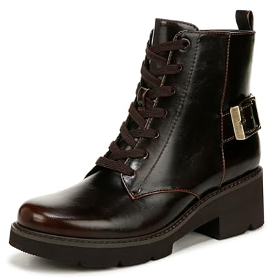 Naturalizer Womens Cabaret Bootie Lace Up Combat Boot Dark Brown 9 M