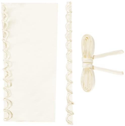 GORGECRAFT Satin Corset Back Kit Wedding Gown Corset Kit Zipper Replacement Adjustable Back Zipper Extender Fabric Lace-up Loops Ties Ribbons for Formal Prom Bridal Evening Dress, Light Cream Color