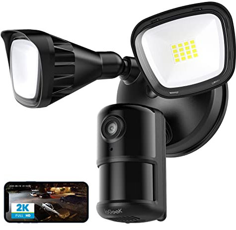 ieGeek 5MP Floodlight Camera Wired, 5G/2.4G WiFi Outdoor home Security Flood light Camera with Color Night Vision, 2600 Lumens, Motion Activated Floodlights/Smart Siren,2 Way Audio,Work with Alexa