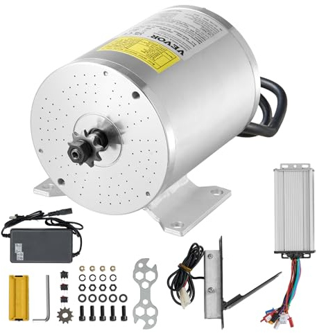 VEVOR Kit de moteur électrique sans balais, 1800 W, moteur électrique CC pour karts, 48 V 4500 tr/min, avec contrôleur de vitesse amélioré et pédale d'accélérateur, pour vélo électrique, moto, scooter