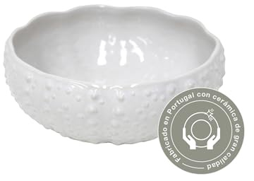 Costa Nova bol erizo Aparte: Cuenco de gres fino blanco con esmalte brillante y bordes cepillados a mano, apto para lavavajillas, microondas, horno y congelador, Ø 18,4 cm