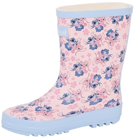 Disney Bottes en Caoutchouc Stitch pour Filles, Bottes en Caoutchouc pour Enfants, Adolescents et Adultes, Chaussures de Pluie Stitch et Angel ,multicolor , Taille 1 UK