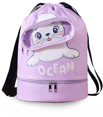 Voici et Voila Bolsa de Deporte con Cordón Nino Mochila Natacion Niña Mochila Piscina Gimnasio Playa Picnic Niña Bolsa Cuerdas Impermeable
