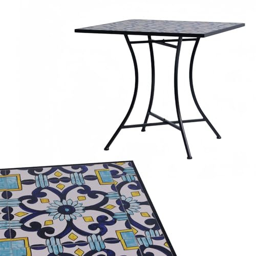 Hochwertiger Outdoor Mosaik Tisch Mosaiktisch Gartentisch Gartenmöbel Outdoortisch Bistrotisch wetterfest 77x7xH70cm