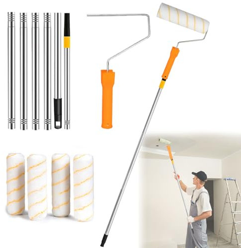 Yusheng Tai Rodillo Pintura Pared 30-180cm, Rodillos para Pintar Paredes, Rodillo Pintura Mango Telescópico, Rodillo Pintura Pared Antigoteo, Incluye 4 Cepillos de Rodillos Reemplazados