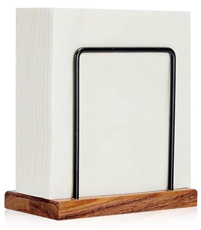 Portatovaglioli a base di legno, portatovaglioli in metallo e legno, per ristoranti, caffetterie, cucine, hotel, decorazioni da tavolo, nero