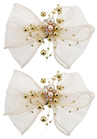 Ipetboom Clips De Zapatos Removibles De Malla Con Lazo Perlas Para Mujer Y Niña Hebillas Decorativas Elegantes Para Bodas Y Fiestas Set 2 Clips Ligeros Calzado