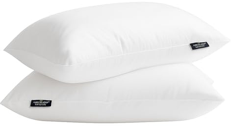Farm To Home 100% Organic Cotton Cover Pillows Queen/Standard Size Set of 2, Down Alternative Hotel Quality Soft Bed Pillow for Back & Side Sleepers, Machine Washable, 20x28, White