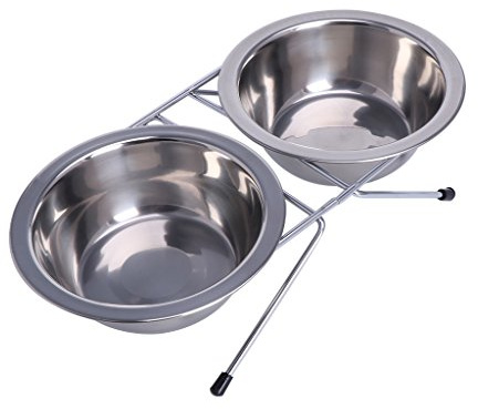YUOIUX Tazón de alimentación para mascotas, cuencos de acero inoxidable para agua y comida con soporte antideslizante para cachorros y perros pequeños