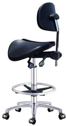 Sadelpall Justerbara stolar Ryggstöd Snurrstol med två lutningsmöjligheter Delad sits Sadelstol for klinik, sjukhus, apotek(A2,54~74CM)