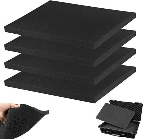 CAAGGMM Rasterskum, 4 stycken 400 x 300 x 25 mm skumgummi, skumplatta, nätskum snitt verktygsinlägg, för förpackningsmaterial, svart