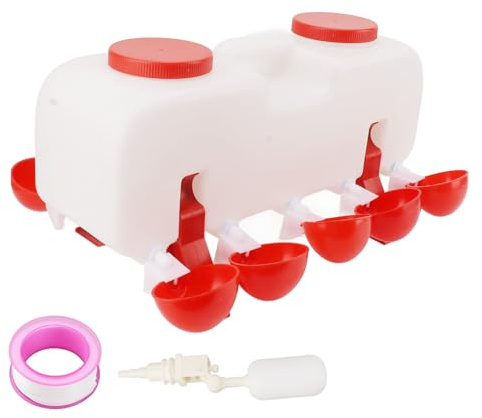 Abbeveratoio automatico per polli di abbeveraggio per pollame di grande capacità 10 litri con 10 ciotole per anatre oche polli polipropilene durevole facile da spostare