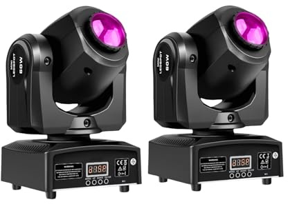 2 unidades de luz de escenario mini de 60W con cabezal móvil LED, luces RGBW para DJ, DMX512, 9/11 canales de control de sonido para discotecas, DJ, fiestas y clubes