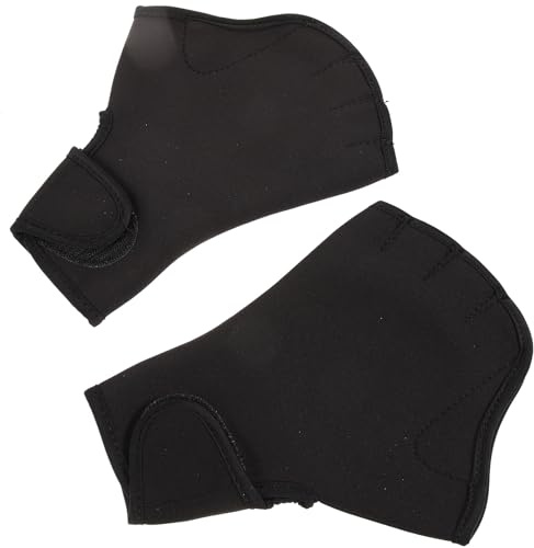 FOYTOKI Guantes de Natación de Nailon Negro Talla M para Hombre y Mujer, Palmas Antideslizantes para Fitness Acuático, Buceo y Surf, Suministros para Natación, 1 Par