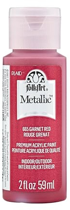 Folk Art Metallic Acrylic Paint in Assorted Colors (2 oz), 6102, 2 Ounce Garnet Red