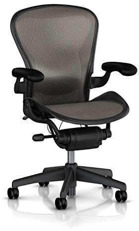 Herman Miller Aeron Chair Highly Adjustable with Lumbar Support Pad with C7 Hard Floor Casters - Small Size (A) Graphite Dark Frame, Classic Dark Lead Pellicle Mesh Home Office Desk Task Chair