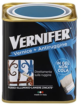 AREXONS 4893 VERNIFER | Azzurro Antichizzato, 750 ml Prodotto Verniciante, Smalto Antiruggine, Adatto a Protezione e Finitura di idi Interni ed Esterni, Gel Verniciante