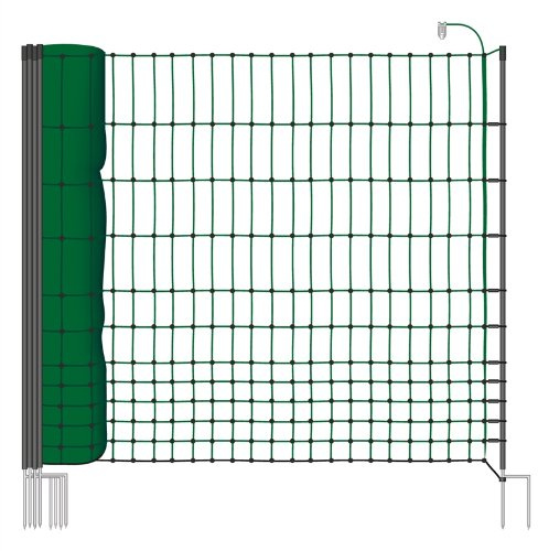 VOSS.farming Filet volaille 50m H : 112cm Vert 20 piquets Double Pointe clôture électrique