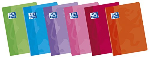 Oxford 736661 Notizbuch, Softcover 48 Seiten, A4, Millimeterpapier mit Rand, 10 Stück, sortierte Farben