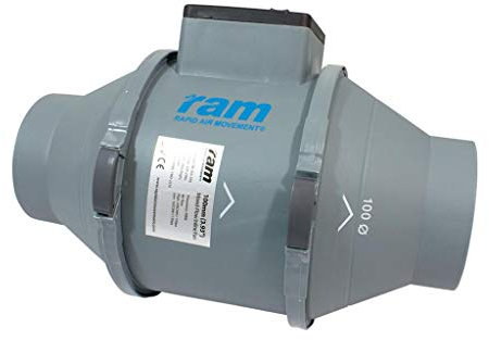 Ram 4 5 6 8 inch Inline Mixed Flow UK Plug Hydroponics Grow Fan upto 840m3/hr (125mm 5- 225 m3/hr)
