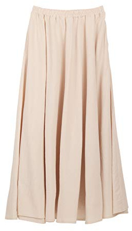 Camilife Jupe Longue en Coton et Lin pour Femme avec Poches Latérales Ceinture élastique Style Rétro Vintage Bohème Maxi Jupes Taille S/M Unicolore Beige
