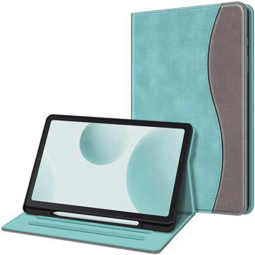 Fintie Hülle für Samsung Galaxy Tab S6 Lite 10.4 2024/2022/2020, Soft TPU Rückseite Gehäuse Schutzhülle mit S Pen Halter und Dokumentschlitze, Jeansoptik Türkis