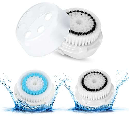 2PCS Ersatzköpfe für Clarisonic Ersatzbürsten Gesichtsbürste Ersatz-Reinigungsbürste Mia-Elektrische Ersatzköpfe,Ersatzbürstenköpfe für Mia 2/Alpha Fit/Aria/Smart Profile/Radiance (blauSchwarz)