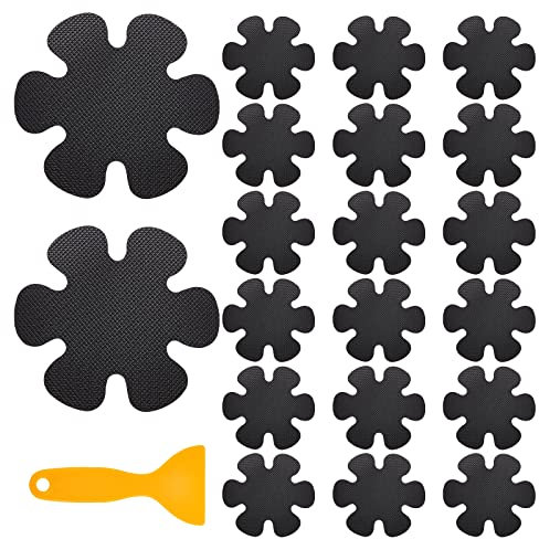 GORGECRAFT 20 pièces 1 Sacs Autocollants Antidérapants pour Baignoire Baignoire Collants Antidérapants Style Fleur Marches de Sécurité Autocollant pour Salle de Bain Douche Sol Escaliers (Noir)